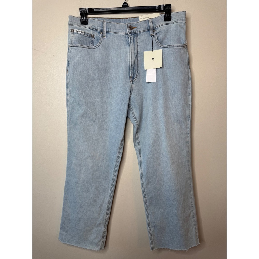 Calvin Klein Jeans Womens High Rise Bootcut Light Wash Stretch Denim
